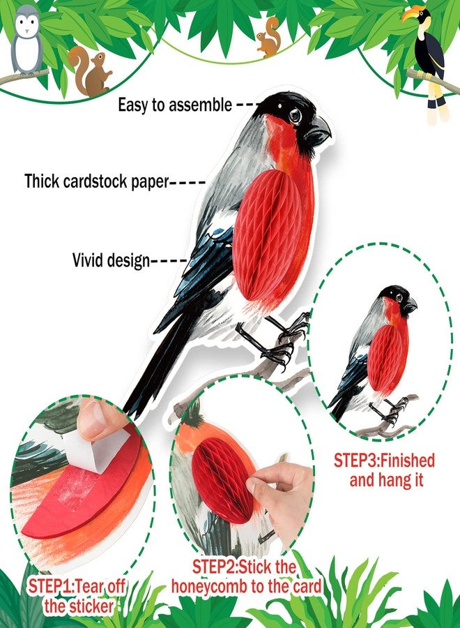 PerKoop 10 Pcs Bird Party Decorations Tropical Bird Honeycomb Paper Cutouts Jungle Rainforest Theme Hanging Parrot Birthday Hawaiian Luau Tiki Party for Home Classroom Supplies - Image 3